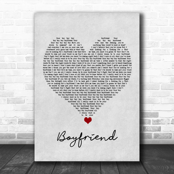 Big Time Rush Boyfriend Grey Heart Song Lyric Print