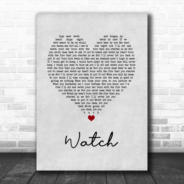 Billie Eilish Watch Grey Heart Song Lyric Print