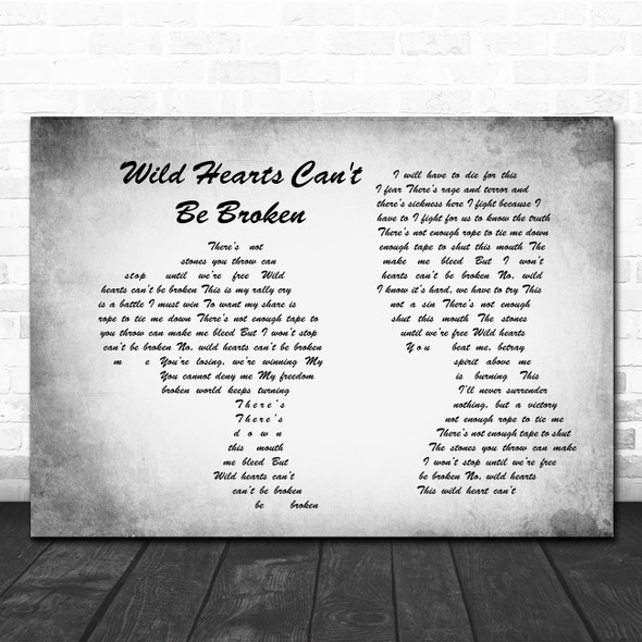 Pink Wild Hearts Can't Be Broken Man Lady Couple Grey Song Lyric Quote Print