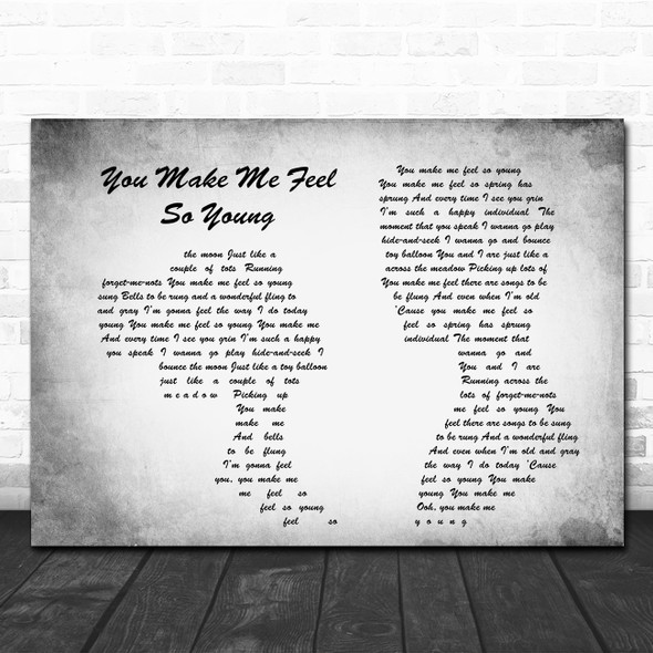 Frank Sinatra You Make Me Feel So Young Man Lady Couple Grey Song Lyric Print