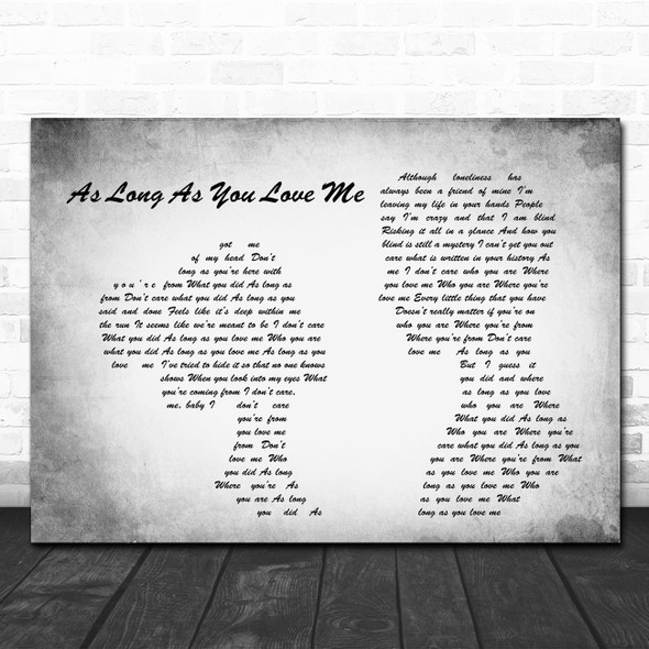 Backstreet Boys As Long As You Love Me Man Lady Couple Grey Song Lyric Print