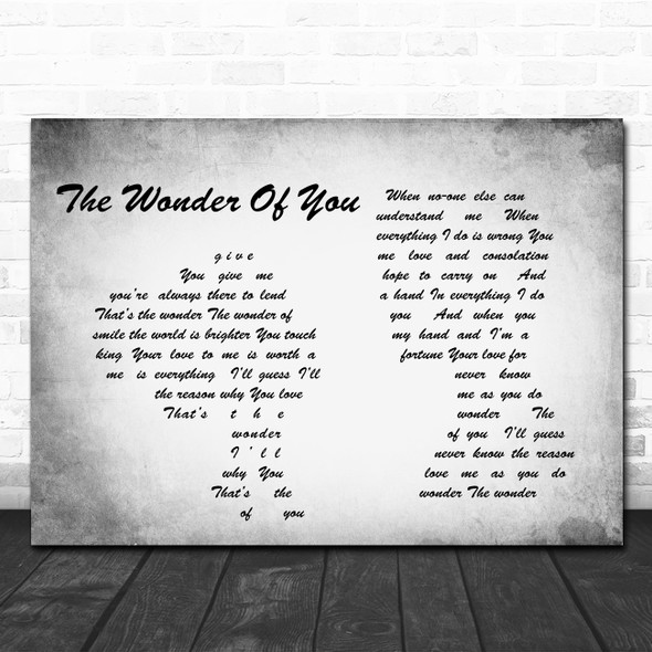 Elvis Presley The Wonder Of You Man Lady Couple Grey Song Lyric Quote Print