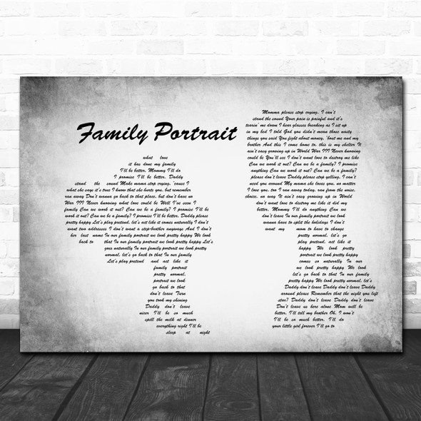 Pink Family Portrait Man Lady Couple Grey Song Lyric Quote Print