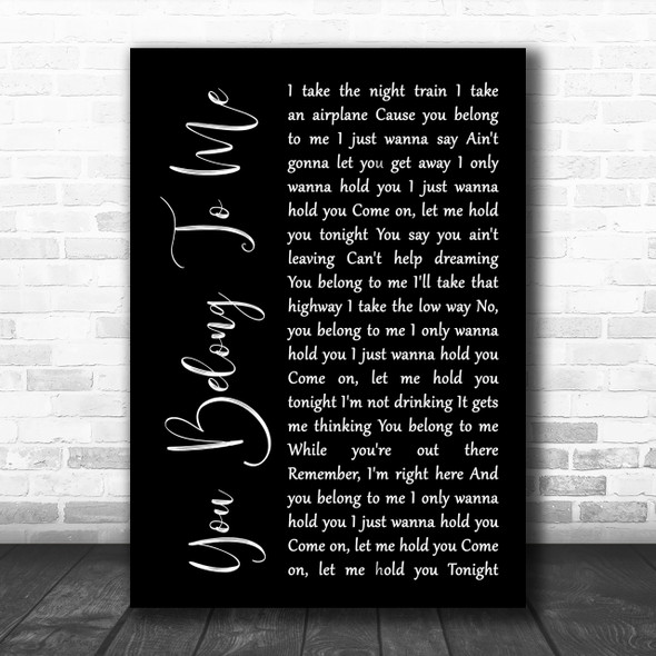 Bryan Adams You Belong To Me Black Script Song Lyric Music Wall Art Print