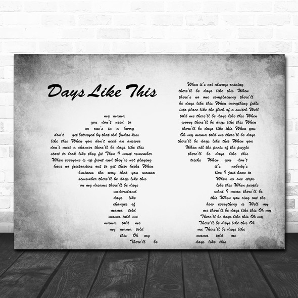 Van Morrison Days Like This Man Lady Couple Grey Song Lyric Quote Print