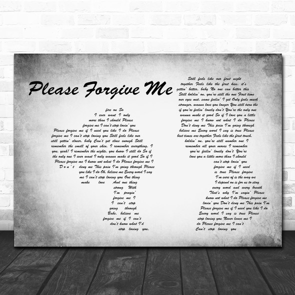 Bryan Adams Please Forgive Me Man Lady Couple Grey Song Lyric Print