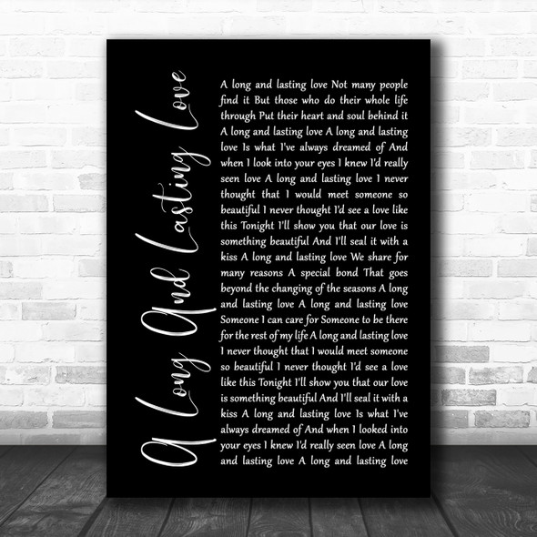 Crystal Gayle A Long And Lasting Love Black Script Song Lyric Music Wall Art Print