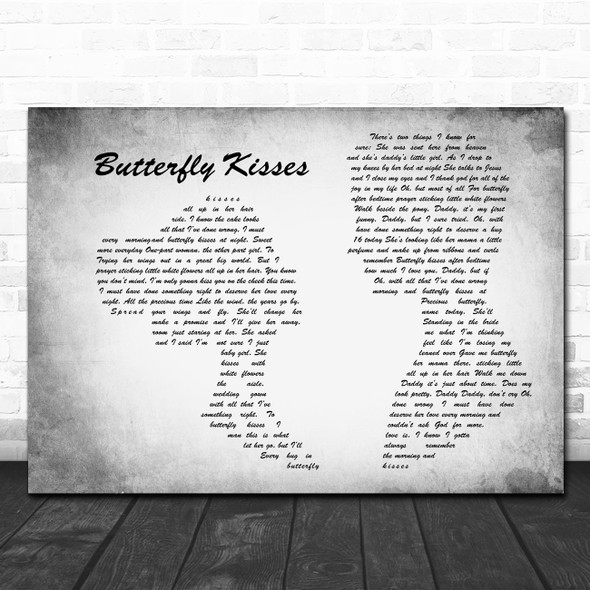 Bob Carlisle Butterfly Kisses Man Lady Couple Grey Song Lyric Print