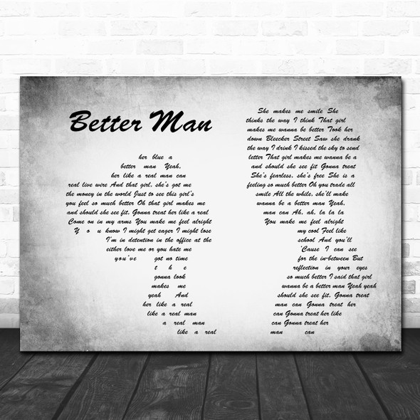 Paolo Nutini Better Man Man Lady Couple Grey Song Lyric Quote Print