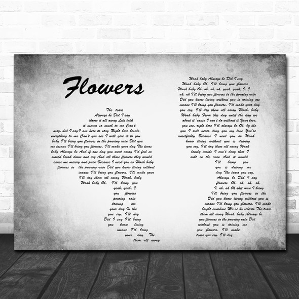 Sweet Female Attitude Flowers Man Lady Couple Grey Song Lyric Quote Print