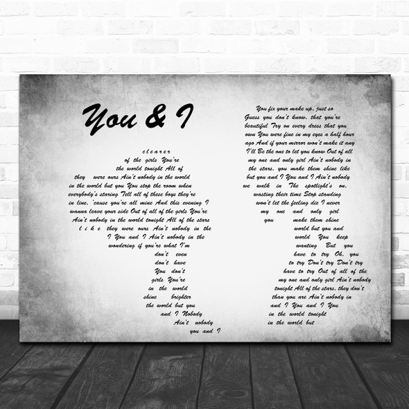 John Legend You & I Man Lady Couple Grey Song Lyric Quote Print