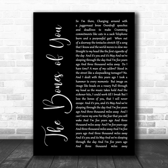 Elbow The Bones of You Black Script Song Lyric Music Wall Art Print