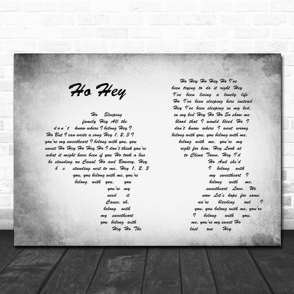 The Lumineers Ho Hey Man Lady Couple Grey Song Lyric Quote Print