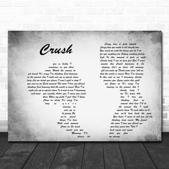 Dave Matthews Band Crush Man Lady Couple Grey Song Lyric Quote Print