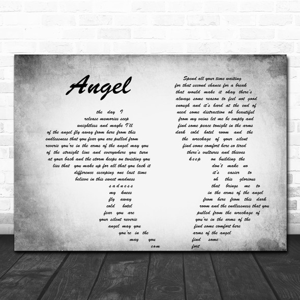 Sarah McLachlan Angel Man Lady Couple Grey Song Lyric Quote Print