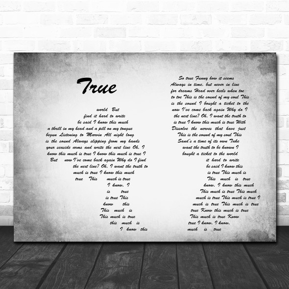 Spandau Ballet True Man Lady Couple Grey Song Lyric Quote Print