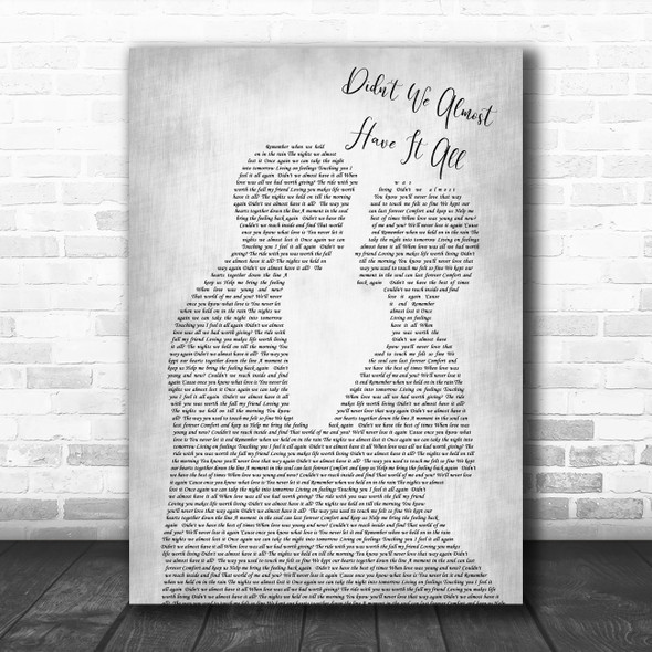 Whitney Houston Didn't We Almost Have It All Man Lady Wedding Grey Song Print