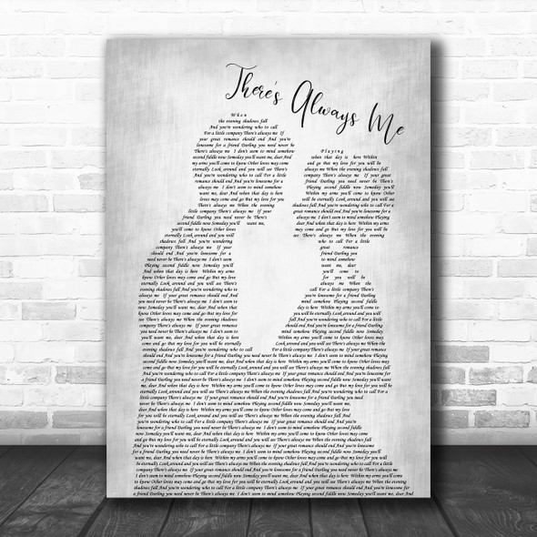 Elvis Presley There's Always Me Man Lady Bride Groom Wedding Grey Song Print