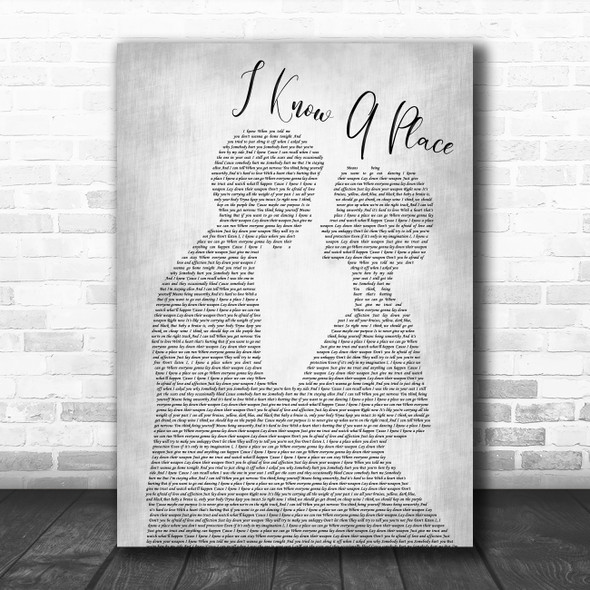 MUNA I Know A Place Man Lady Bride Groom Wedding Grey Song Lyric Quote Print