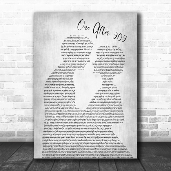 The Beatles One After 909 Man Lady Bride Groom Wedding Grey Song Lyric Print