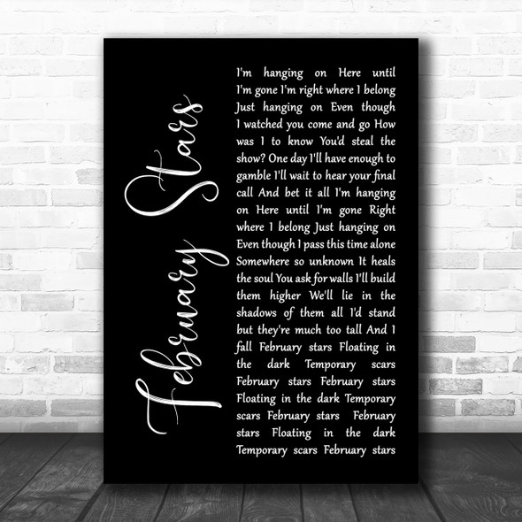 Foo Fighters February Stars Black Script Song Lyric Music Wall Art Print