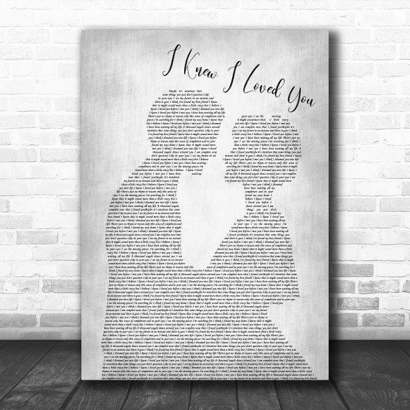 Savage Garden I Knew I Loved You Man Lady Bride Groom Wedding Grey Song Print