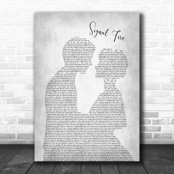 Snow Patrol Signal Fire Man Lady Bride Groom Wedding Grey Song Lyric Quote Print