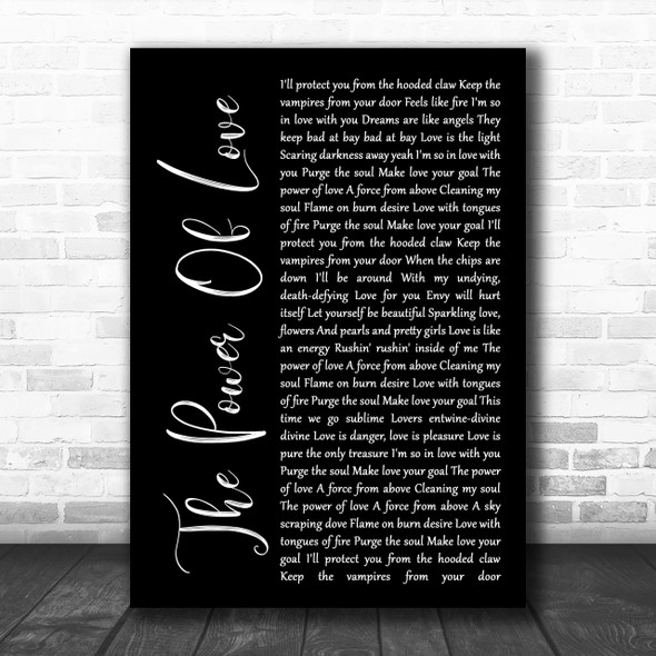 Frankie Goes To Hollywood The Power Of Love Black Script Song Lyric Music Wall Art Print