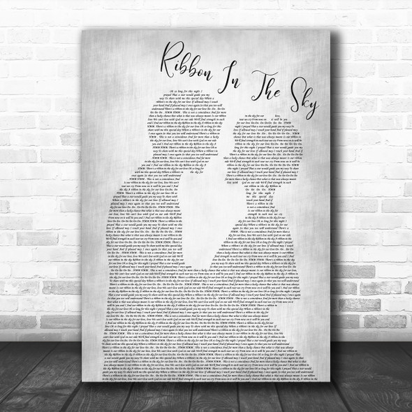 Stevie Wonder Ribbon In The Sky Man Lady Bride Groom Wedding Grey Song Print