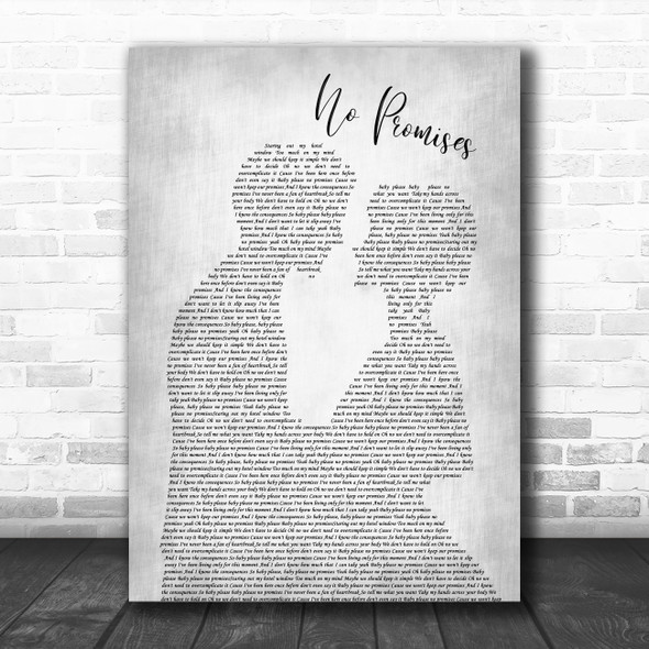 Shawn Mendes No Promises Man Lady Bride Groom Wedding Grey Song Lyric Print