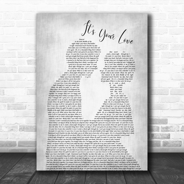 Tim McGraw It's Your Love Grey Song Lyric Man Lady Bride Groom Wedding Print