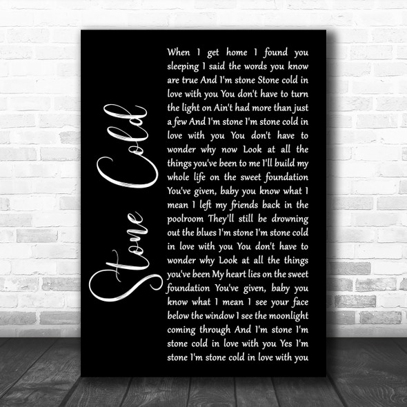 Jimmy Barnes Stone Cold Black Script Song Lyric Music Wall Art Print