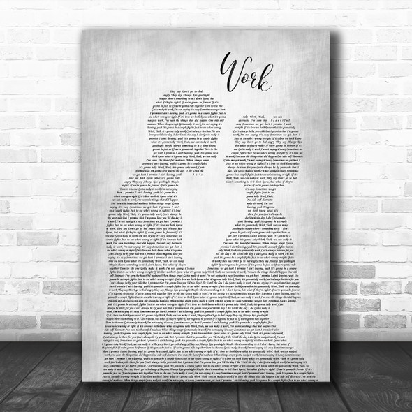 Kane Brown Work Man Lady Bride Groom Wedding Grey Song Lyric Quote Print