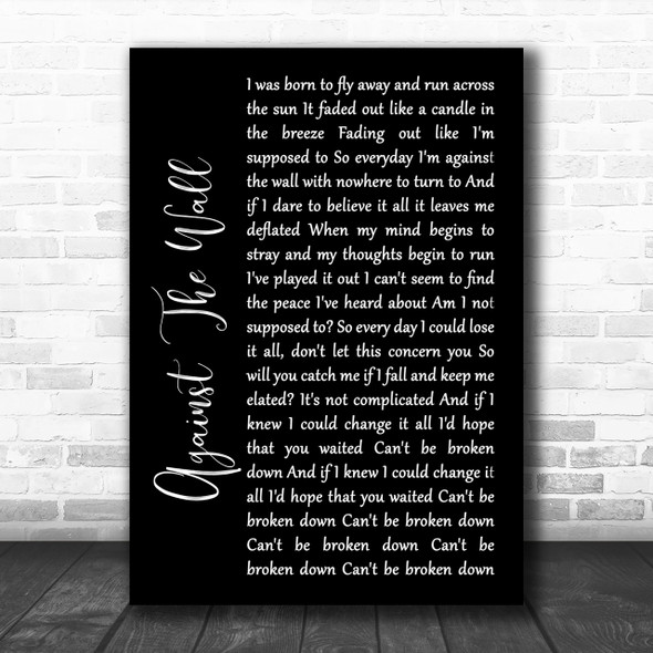 Seether Against The Wall Black Script Song Lyric Music Wall Art Print