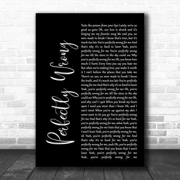 Shawn Mendes Perfectly Wrong Black Script Song Lyric Music Wall Art Print