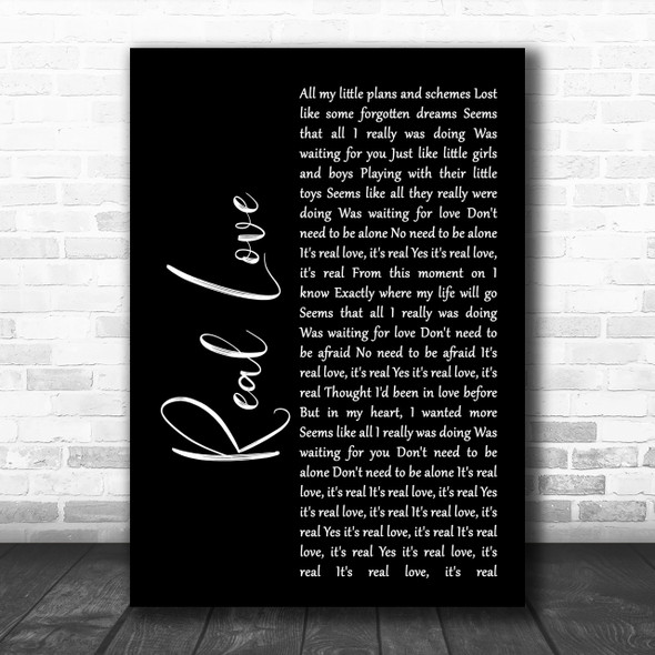 The Beatles Real Love Black Script Song Lyric Music Wall Art Print