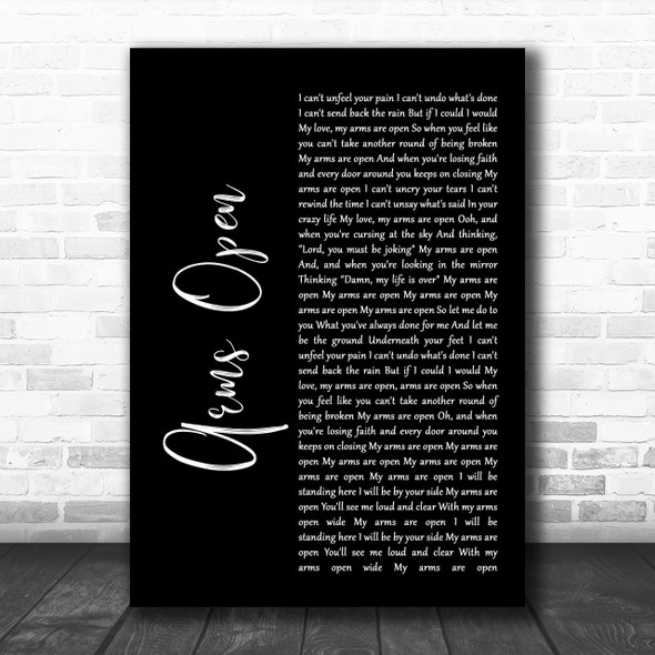 The Script Arms Open Black Script Song Lyric Music Wall Art Print