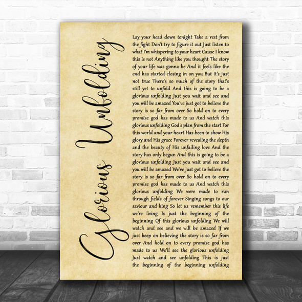 Steven Curtis Chapman Glorious Unfolding Rustic Script Song Lyric Print