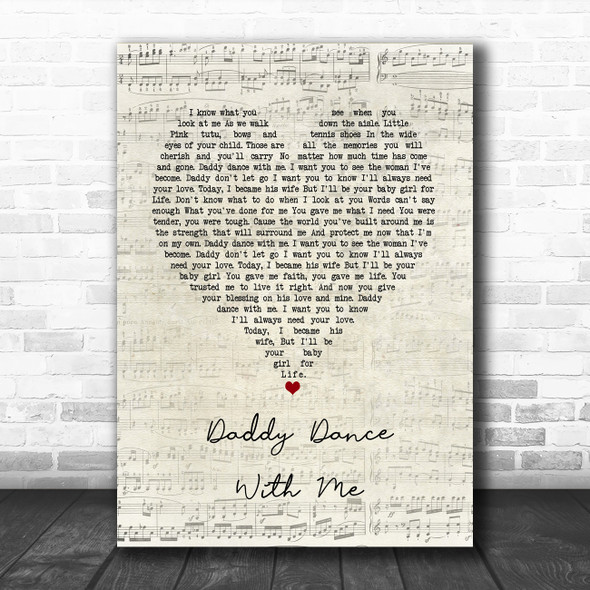 Krystal Keith Daddy Dance With Me Script Heart Song Lyric Print