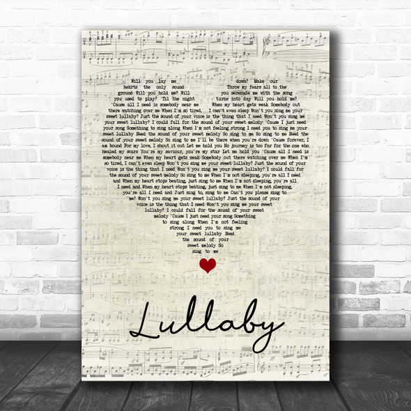 Sigala & Paloma Faith Lullaby Script Heart Song Lyric Print