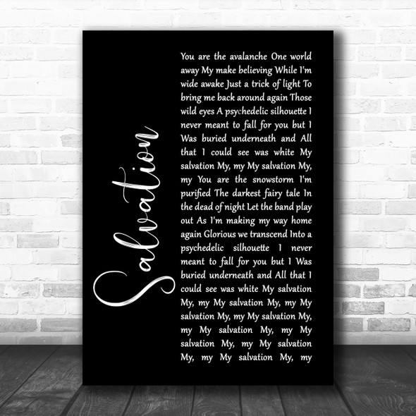 Gabrielle Aplin Salvation Black Script Song Lyric Music Wall Art Print