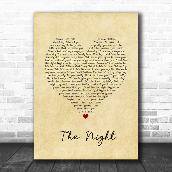 Frankie Valli & The Four Seasons The Night Vintage Heart Song Lyric Print