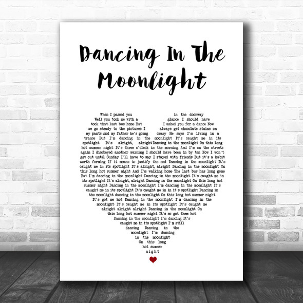 Thin Lizzy Dancing In The Moonlight White Heart Song Lyric Print