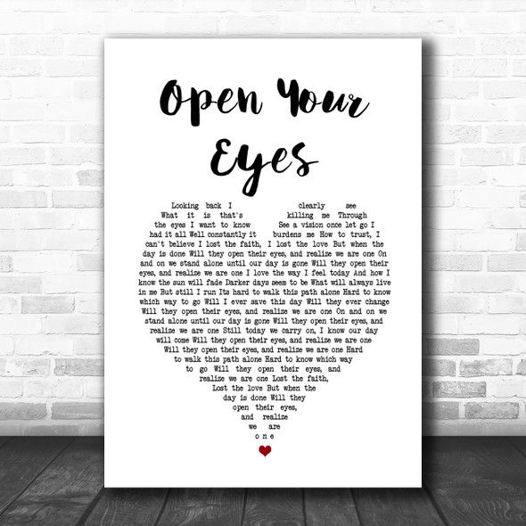 Alter Bridge Open Your Eyes White Heart Song Lyric Print