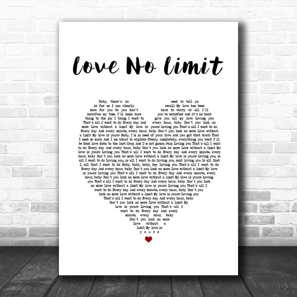 Mary J. Blige Love No Limit White Heart Song Lyric Print