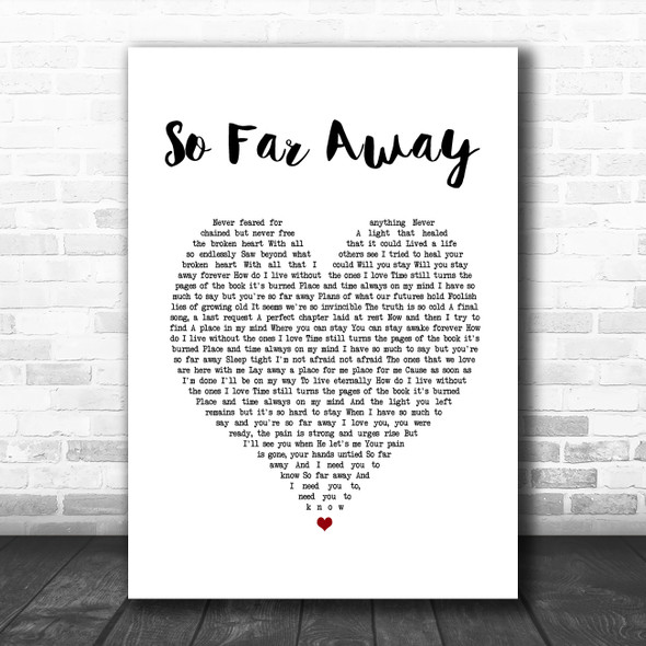 Avenged Sevenfold So Far Away White Heart Song Lyric Print