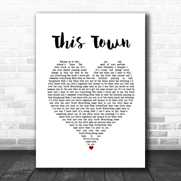 Niall Horan This Town White Heart Song Lyric Print