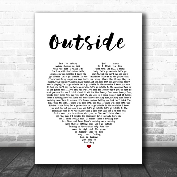 George Michael Outside White Heart Song Lyric Print