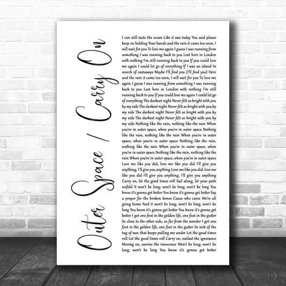5 Seconds of Summer Outer Space Carry On White Script Song Lyric Print