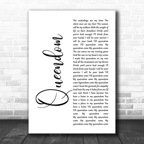 AURORA Queendom White Script Song Lyric Print